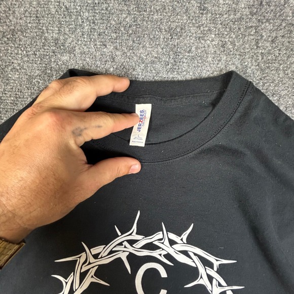 Jerzees Celebrate Recovery CR Crown of Thorns Black Graphic T-Shirt Mens Large - Picture 3 of 7